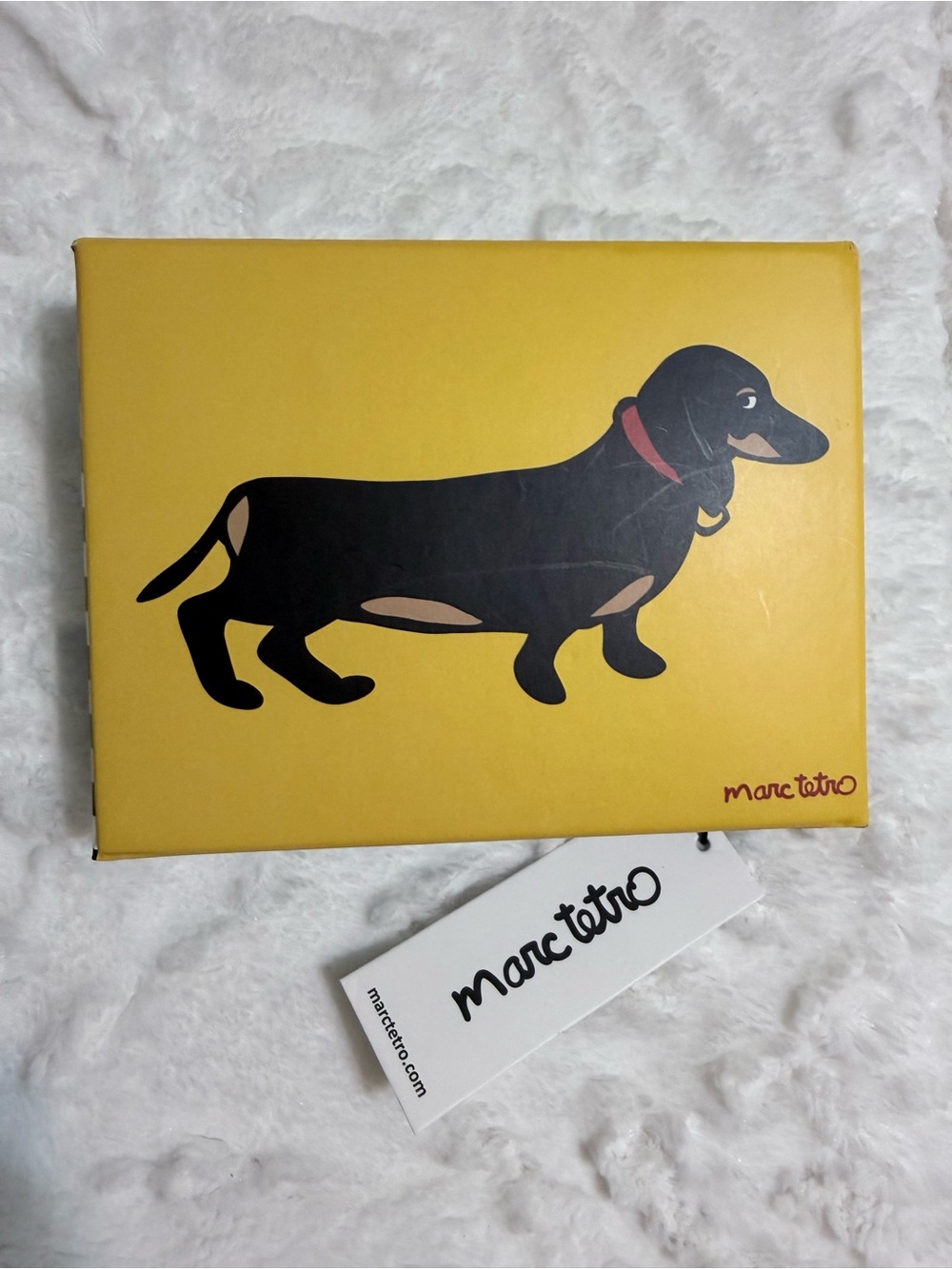 Marc Tetro Yellow Dachshund Gift Box - Playful Pet Illustration